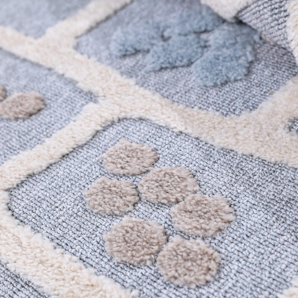 Veiled Dreams Kids Woven Rug with soft textures and pastel patterns for playful spaces.