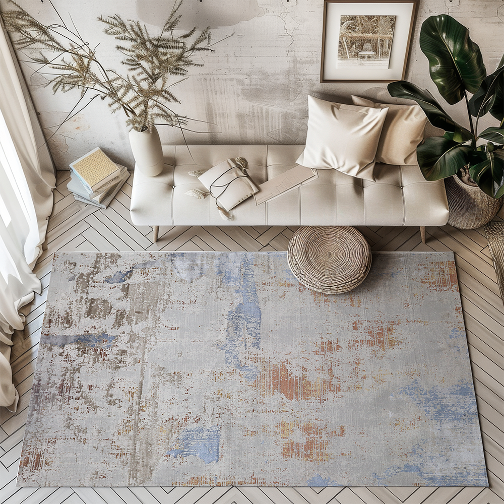 Asher Impressionism textured rug in soft colors, ideal for modern living spaces.
