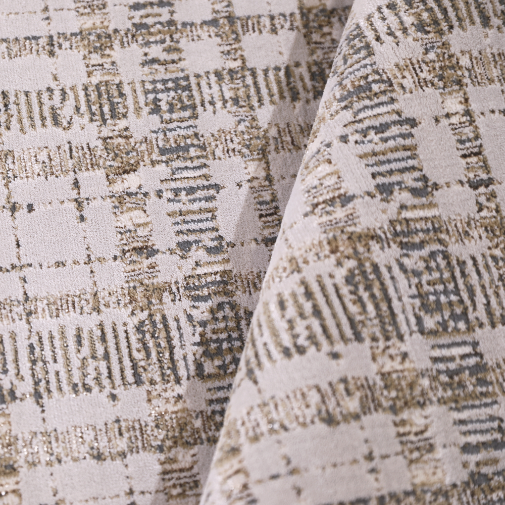 Neutral plaid Vale geometric rug with textured design