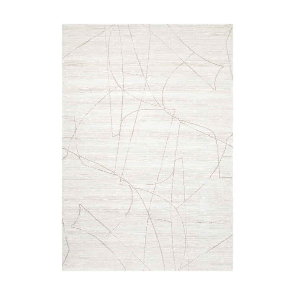 Thalion abstract textured rug in neutral tones with linear design
